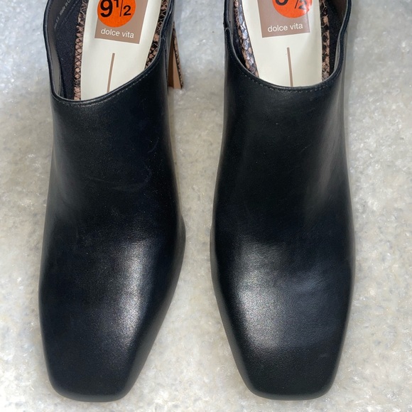 Dolce Vita Black Snake embossed heel Leather Mules - Picture 10 of 15